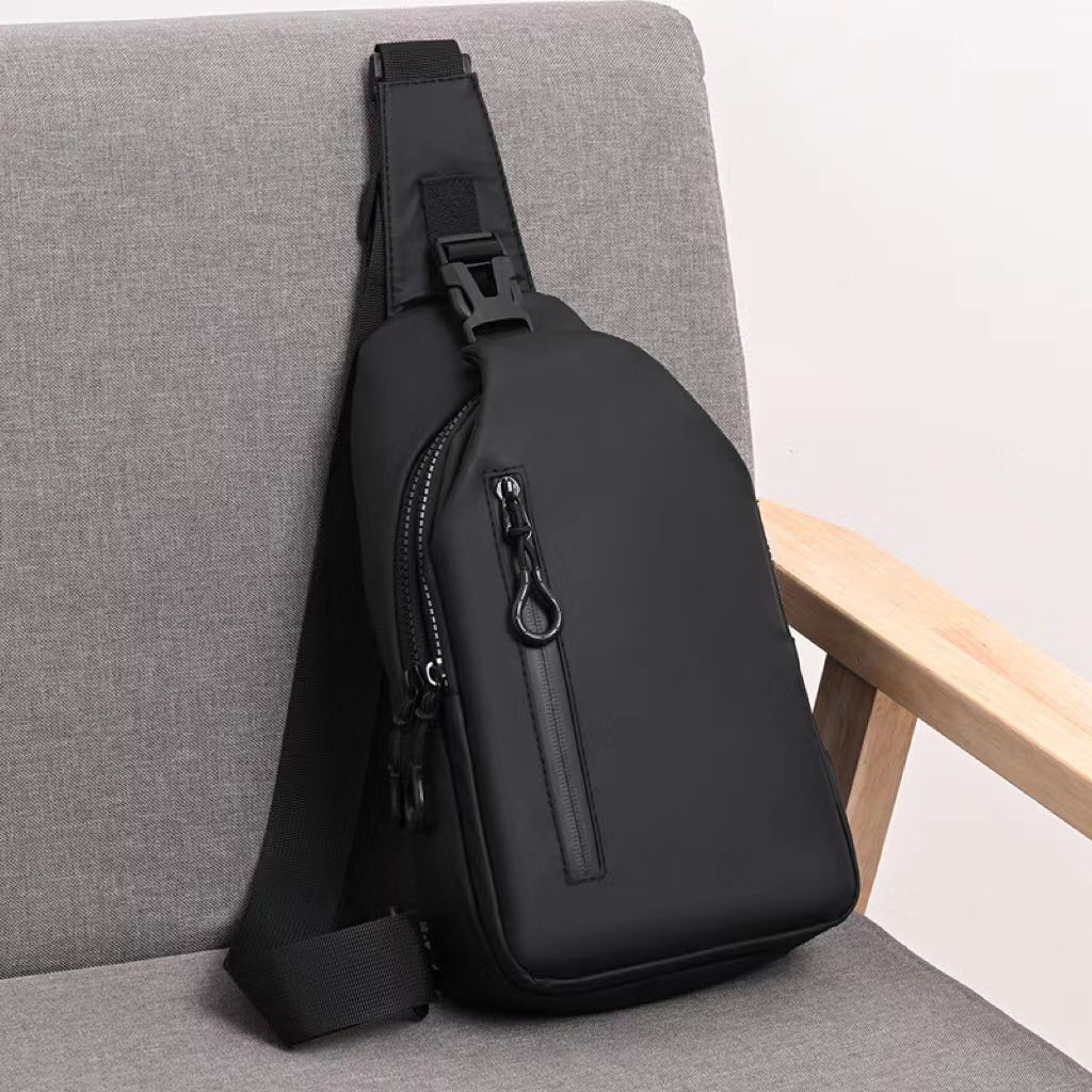 abrazo unisex casual messenger bag new popular designer shoulder PU waterproof sling chest bag with USB for Travel Outdoor Casual, Black - Abrazo