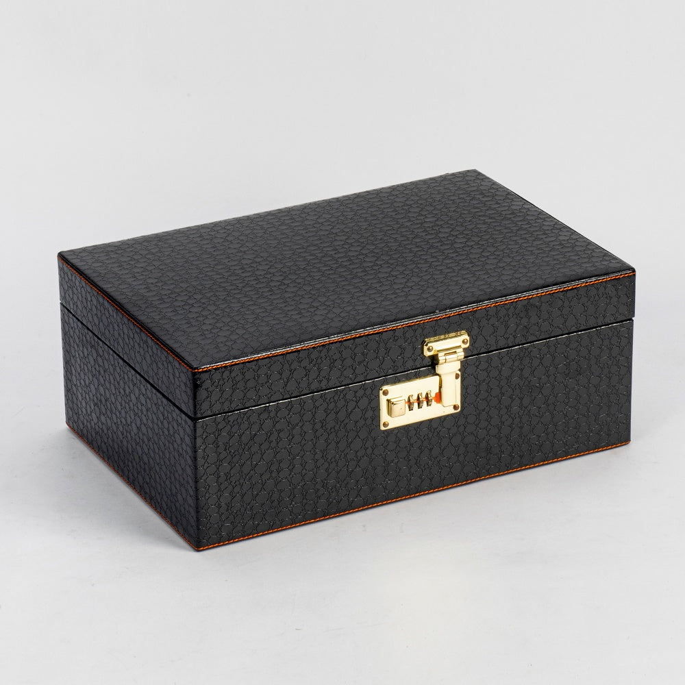 Portable Whiskey Case Set - Black Croc Leatherette - 7 Piece Set - Abrazo