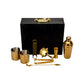 Abrazo Bartender Kit with Carrying Case, 8-Piece PVD Gold Gloss Finish Cocktail Set, Hammered Glasses and Cocktail Shaker, Black Gift Box, Bar Tool Set, Bar accessoires, Barset