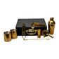 Abrazo Bartender Kit with Carrying Case, 8-Piece PVD Gold Gloss Finish Cocktail Set, Hammered Glasses and Cocktail Shaker, Black Gift Box, Bar Tool Set, Bar accessoires, Barset