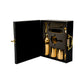 Abrazo Bartender Kit with Carrying Case, 8-Piece PVD Gold Gloss Finish Cocktail Set, Hammered Glasses and Cocktail Shaker, Black Gift Box, Bar Tool Set, Bar accessoires, Barset