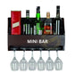 Abrazo Bottle Holder, Wall Mounted Wine Glass Racks, Bottles, Hangers for 6 Wine Glasses (Walnut) - Abrazo