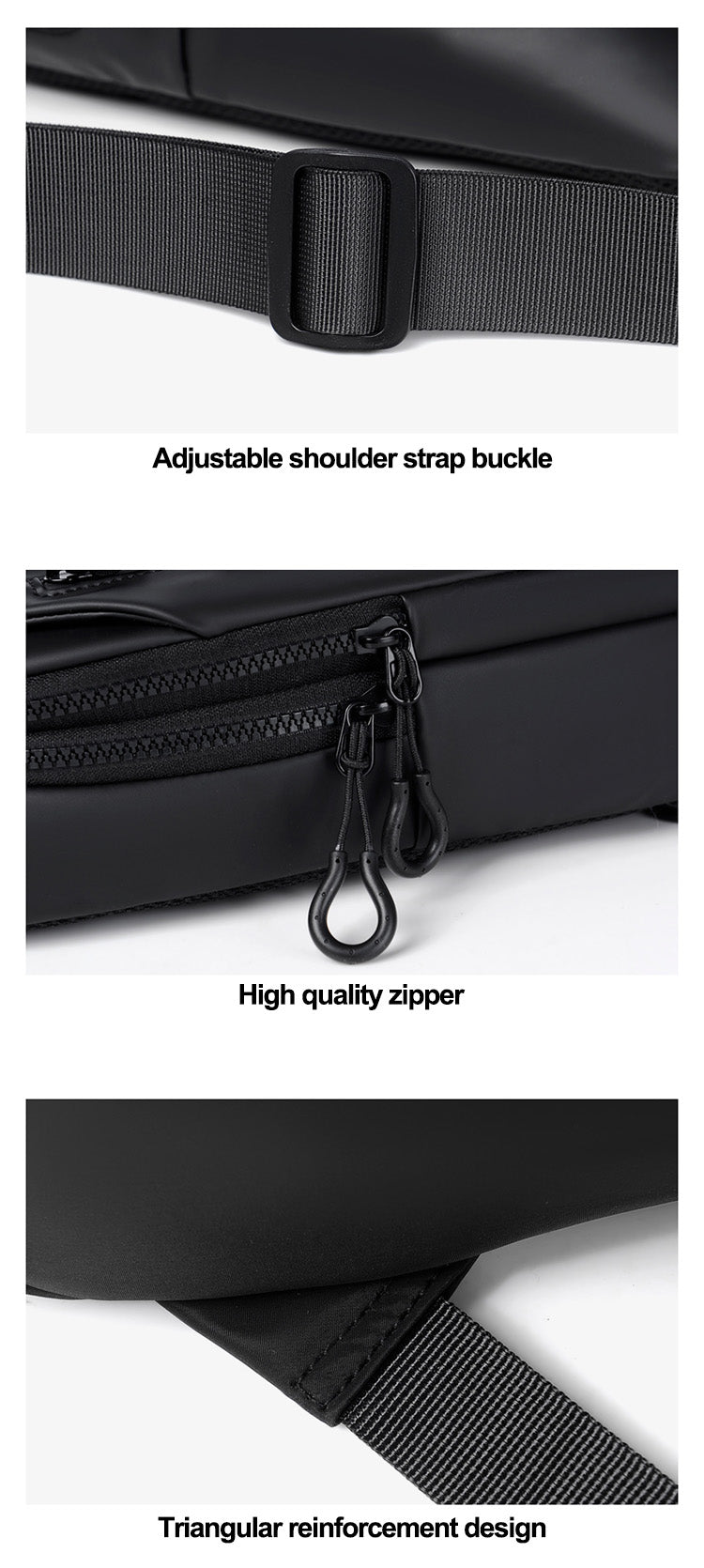 abrazo unisex casual messenger bag new popular designer shoulder PU waterproof sling chest bag with USB for Travel Outdoor Casual, Black - Abrazo