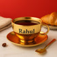 Premium Gold PVD Double Wall Mug Set | Coffee & Soup Use | Stainless Steel with Spoon & Saucer | Customise your Gift | Cup &saucer with spoon