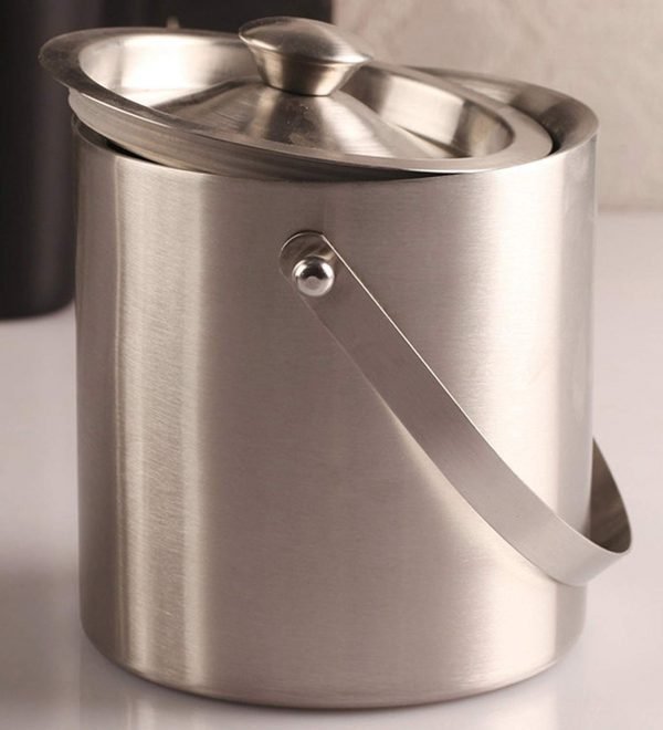 Stainless Steel Ice Bucket with Tongs – Silver Finish - Abrazo