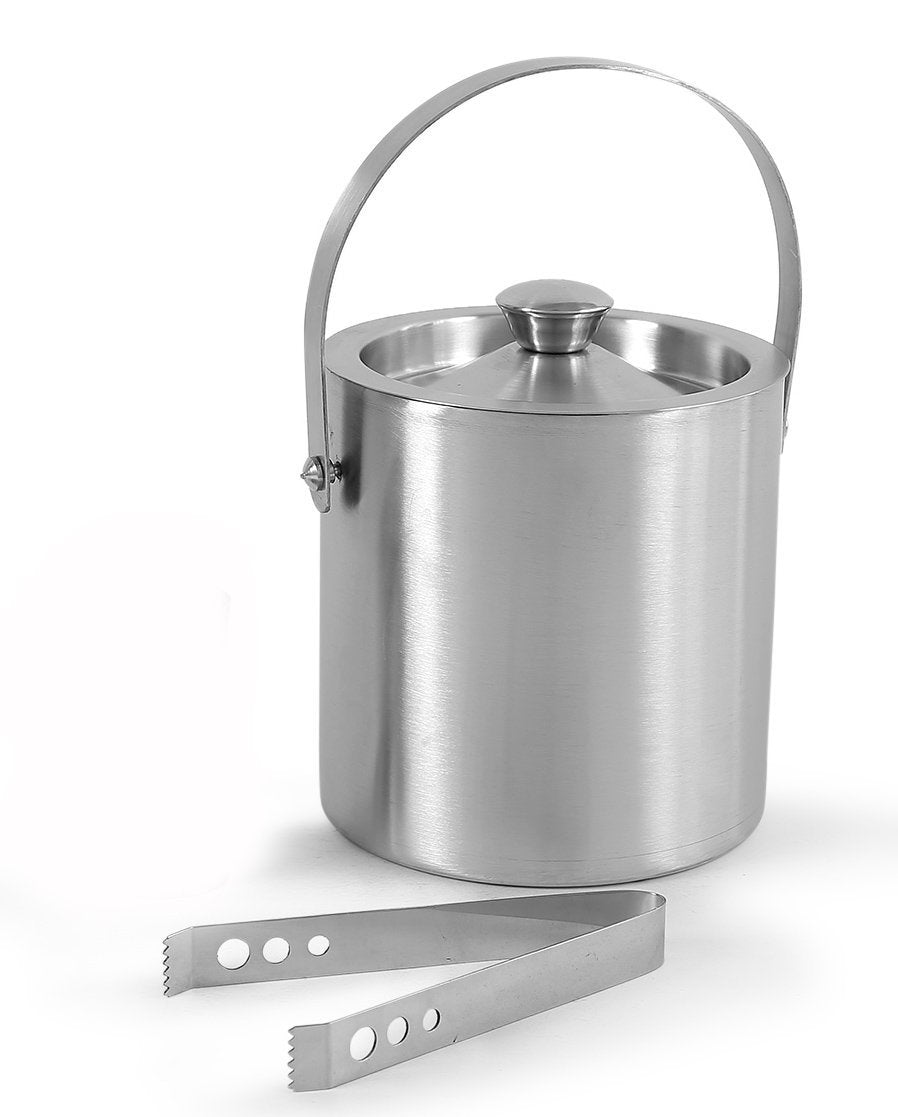 Stainless Steel Ice Bucket with Tongs – Silver Finish - Abrazo