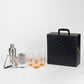 Classic Portable Bar Tools Set - Quilted Black Leatherette - 12 Piece Set - Abrazo