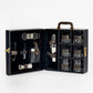 Classic Portable Bar Tools Set - Black (Orange) Quilted Leatherette - 12 Piece Set - Abrazo