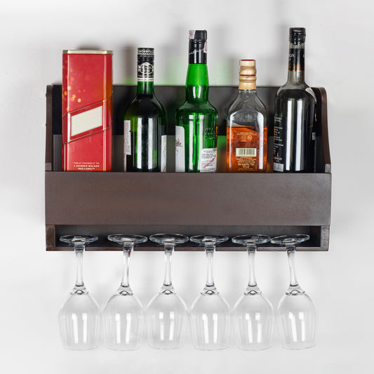 Wall Mounted Wine Rack in Wood Brown - Abrazo