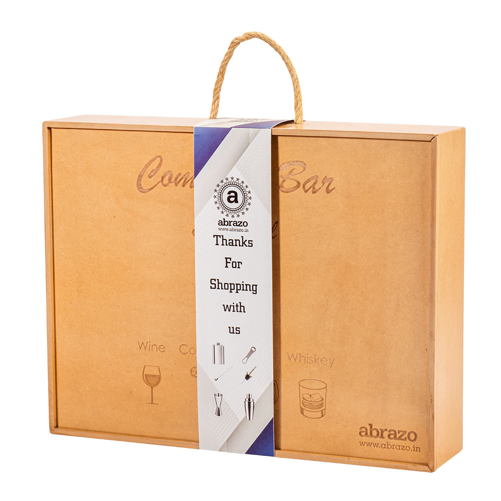 Abrazo Barset for travel portable Bar tool set | Bar Accessories | Wooden 16 Pcs Barcase - Abrazo