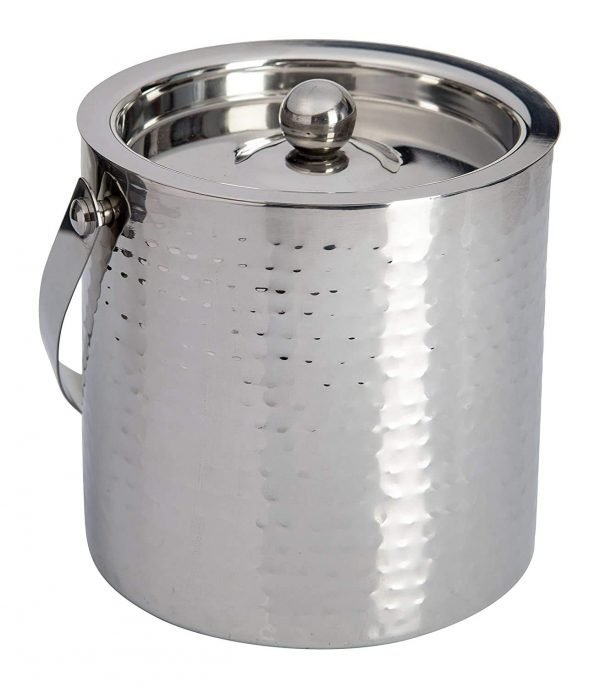 Stainless Steel Ice Bucket and Tongs - Hammered Finish - Abrazo