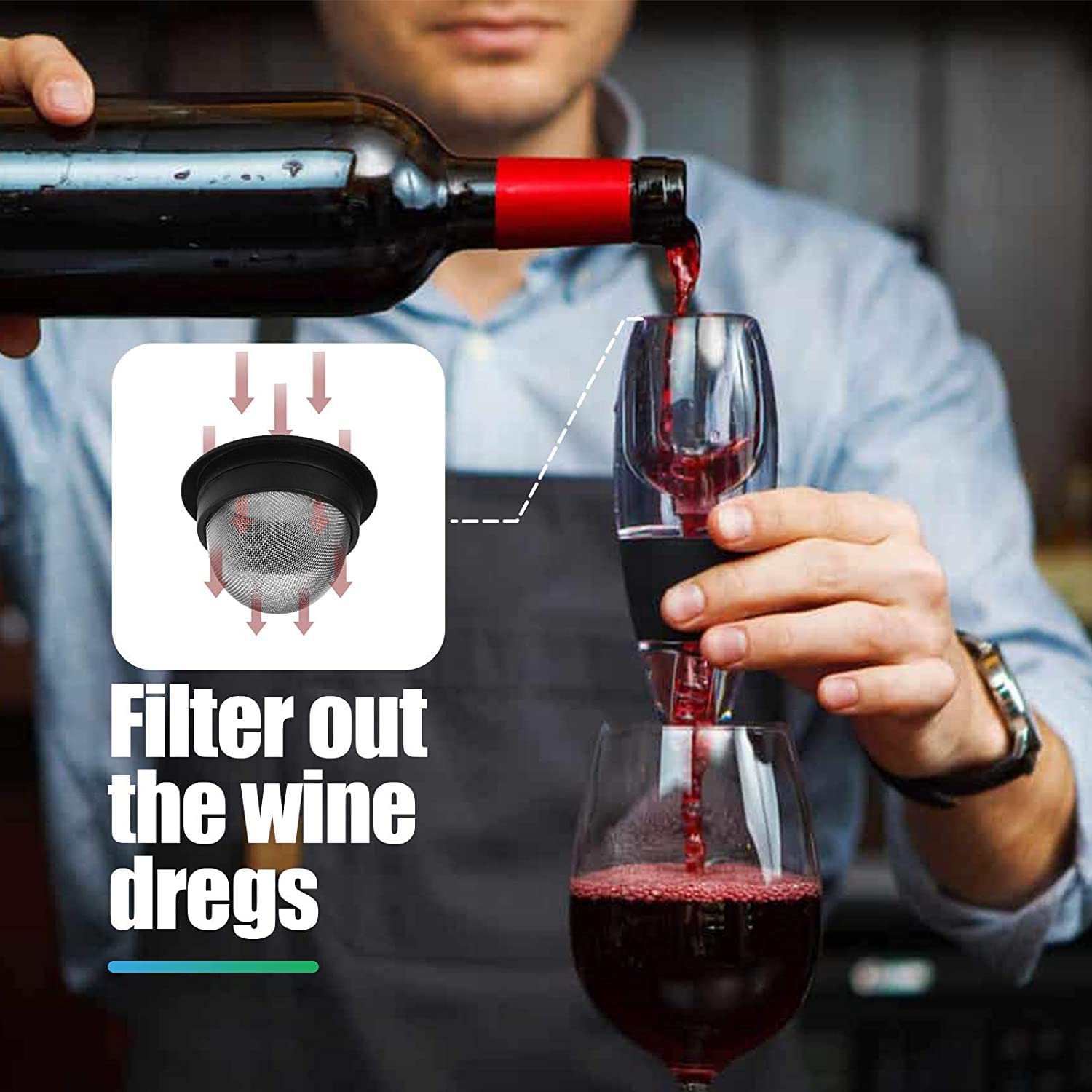 Abrazo Wine Aerator Decanter Pourer with Bottle Opener Set. - Abrazo