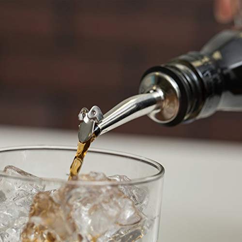 Abrazo Liquor Wine Oil Pourer | for Bar, Restaurants, Kitchen | Stainless Steel Free Flow Bottle Pour Spout (Set Of 2) - Abrazo